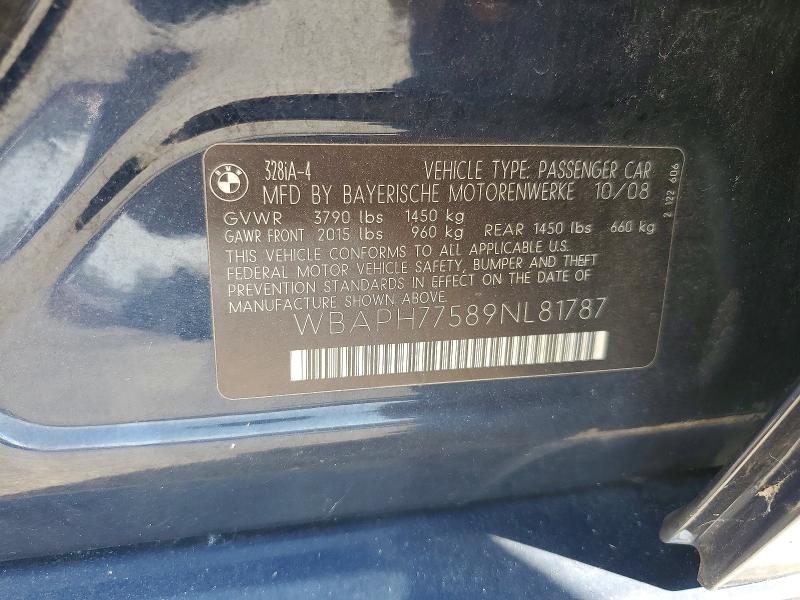 Продажа на аукционе авто 2009 Bmw 328, vin: WBAPH77589NL81787, номер лота: 60193536