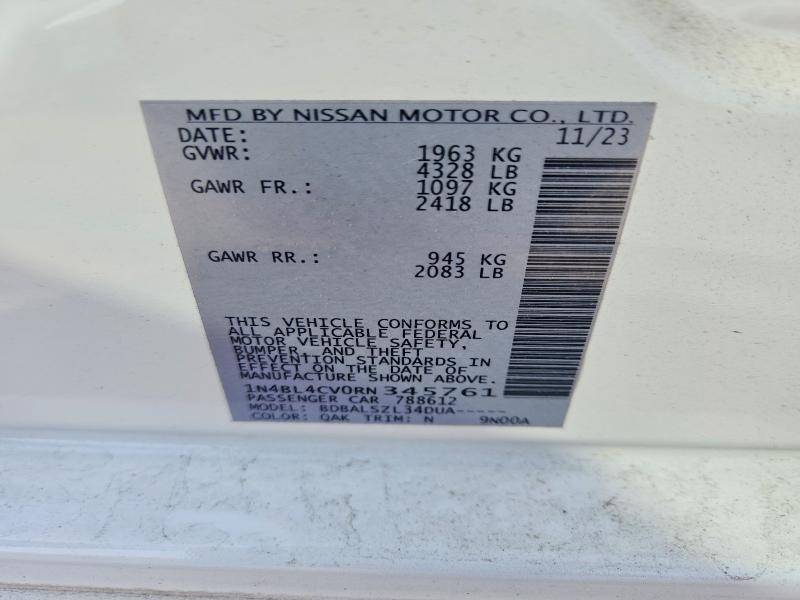 59607346 :رقم المزاد ، 1N4BL4CV0RN345761 vin ، 2024 Nissan Altima مزاد بيع