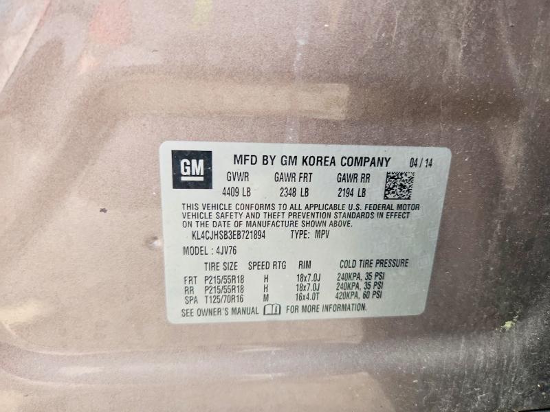 2014 Buick Encore მანქანა იყიდება აუქციონზე, vin: KL4CJHSB3EB721894, აუქციონის ნომერი: 60642406