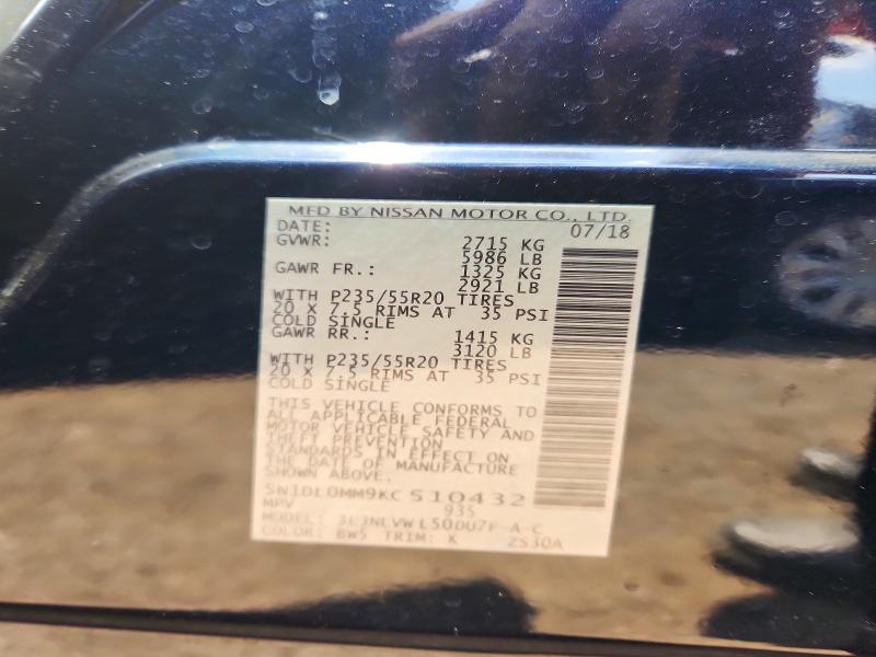 85970115 :رقم المزاد ، 5N1DL0MM9KC510432 vin ، 2019 Infiniti Qx60 مزاد بيع