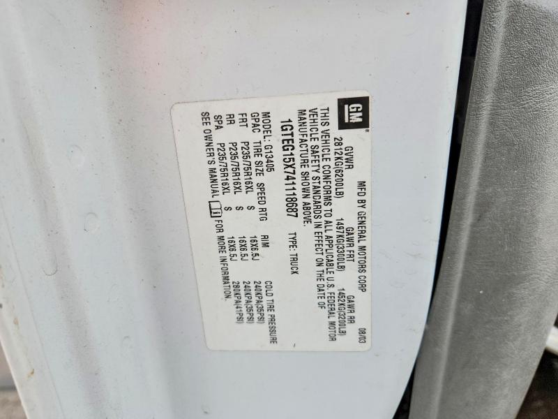 Aukcja sprzedaży 2004 Gmc Savana, vin: 1GTEG15X741118687, numer aukcji: 60795346