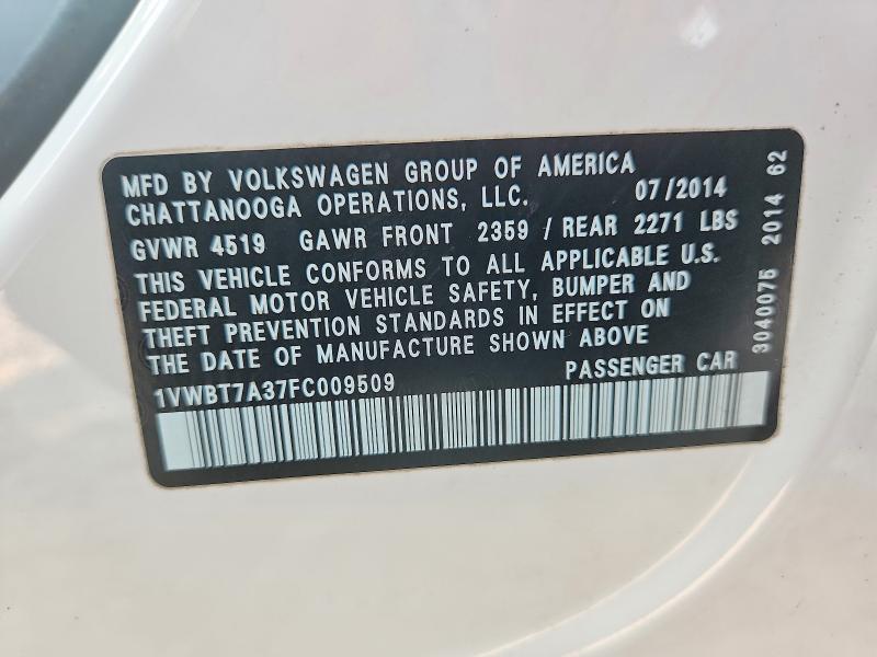Продаж на аукціоні авто 2015 Volkswagen Passat, vin: 1VWBT7A37FC009509, номер лоту: 63231026