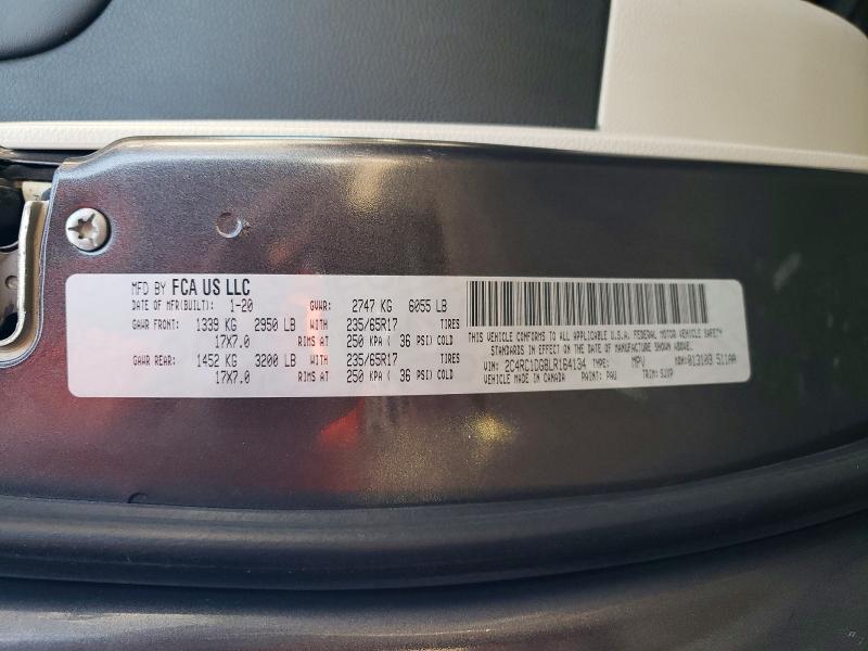 59577886 :رقم المزاد ، 2C4RC1DG8LR164134 vin ، 2020 Chrysler Voyager مزاد بيع