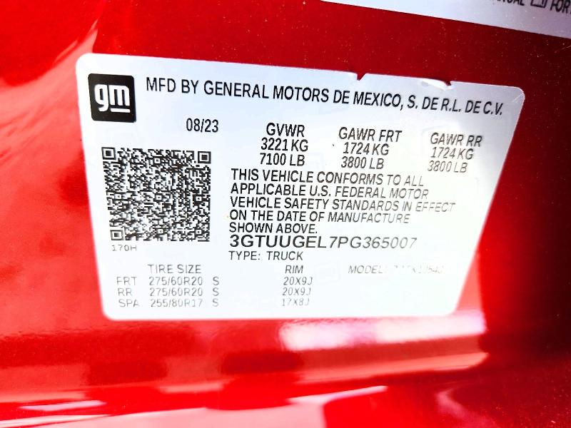 61505546 :رقم المزاد ، 3GTUUGEL7PG365007 vin ، 2023 Gmc Sierra مزاد بيع