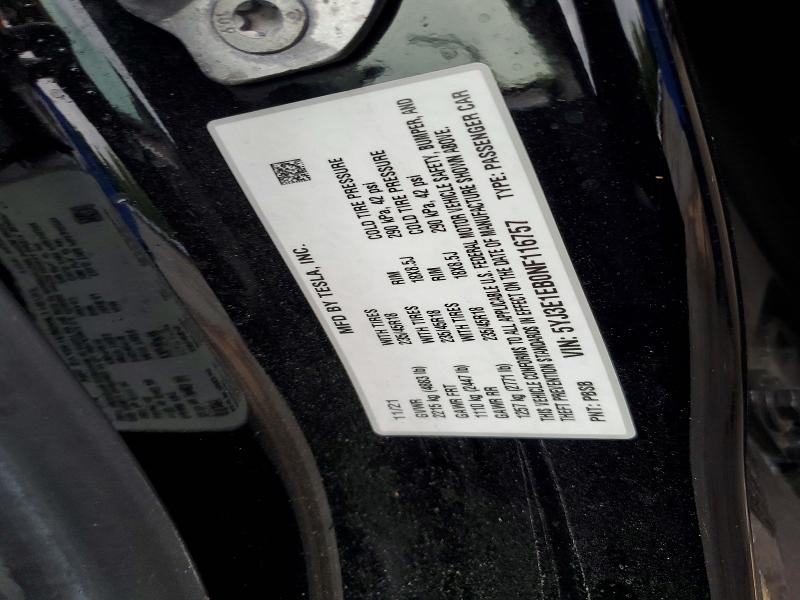 2022 Tesla Model 3 მანქანა იყიდება აუქციონზე, vin: 5YJ3E1EB0NF116757, აუქციონის ნომერი: 57653176