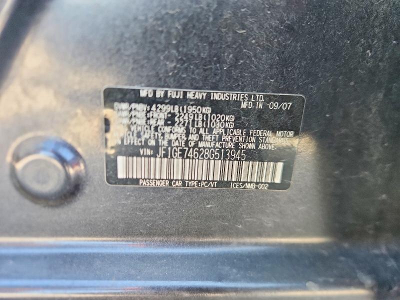 Aukcja sprzedaży 2008 Subaru Impreza, vin: JF1GE74628G513945, numer aukcji: 61490096