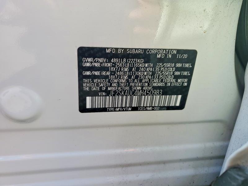 61595276 :رقم المزاد ، JF2SKAUC4MH450983 vin ، 2021 Subaru Forester مزاد بيع