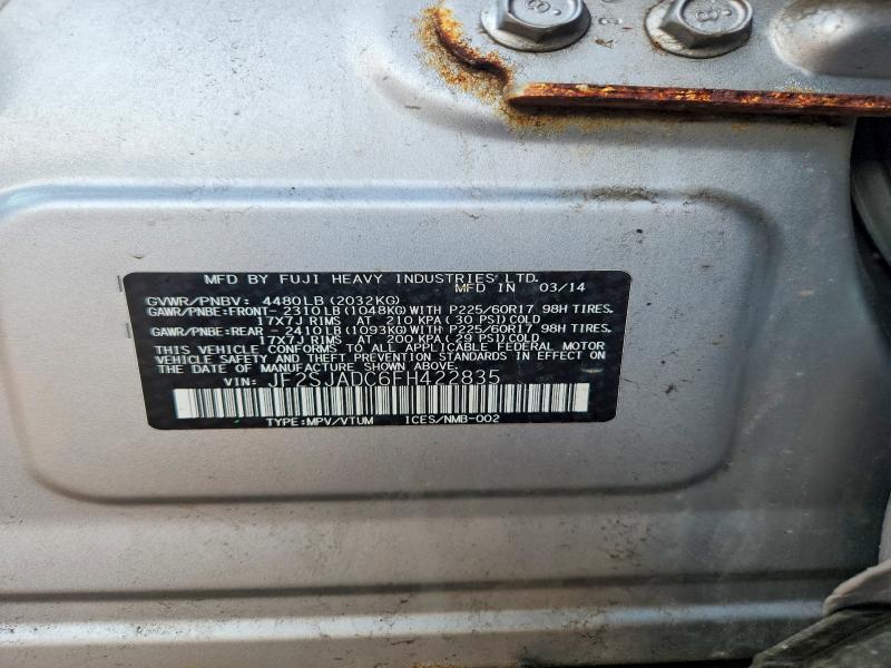 2015 Subaru Forester მანქანა იყიდება აუქციონზე, vin: JF2SJADC6FH422835, აუქციონის ნომერი: 61547376