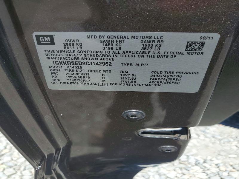 Aukcja sprzedaży 2012 Gmc Acadia, vin: 1GKKRSED8CJ142962, numer aukcji: 60946586