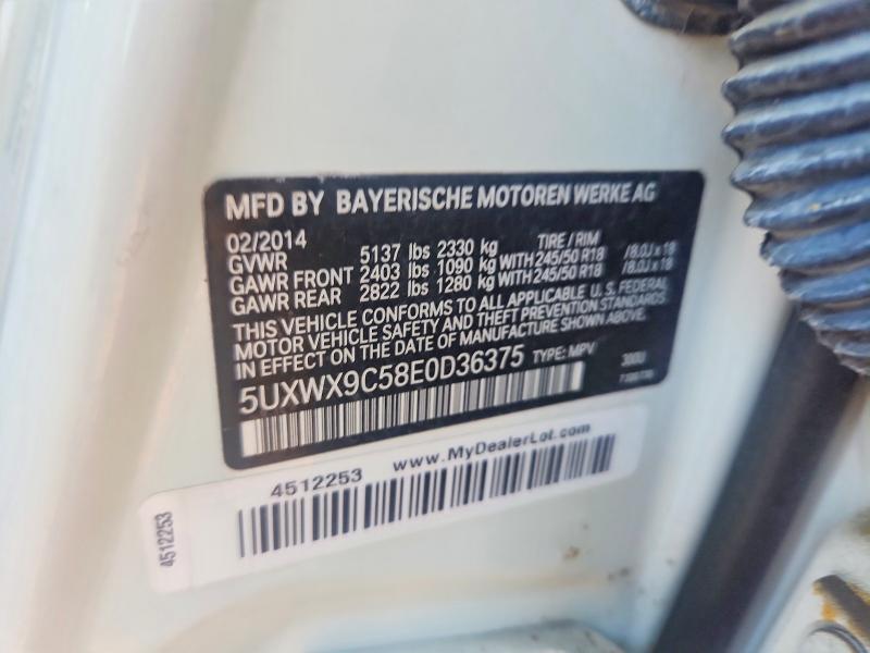 Aukcja sprzedaży 2014 Bmw X3, vin: 5UXWX9C58E0D36375, numer aukcji: 60415436