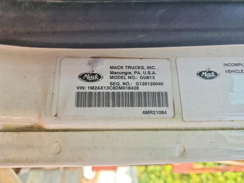 Aukcja sprzedaży 2013 Mack Gu800, vin: 1M2AX13C8DM018428, numer aukcji: 61969796