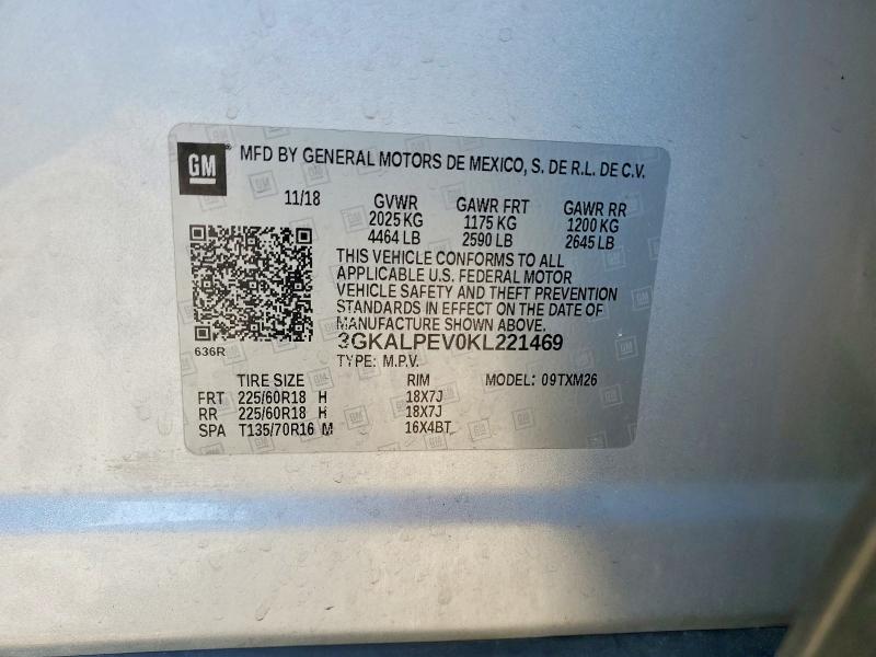60267016 :رقم المزاد ، 3GKALPEV0KL221469 vin ، 2019 Gmc Terrain مزاد بيع