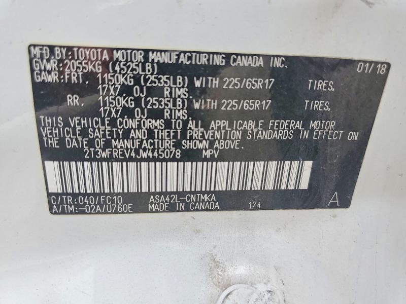 Продажа на аукционе авто 2018 Toyota Rav4, vin: 2T3WFREV4JW445078, номер лота: 60484726
