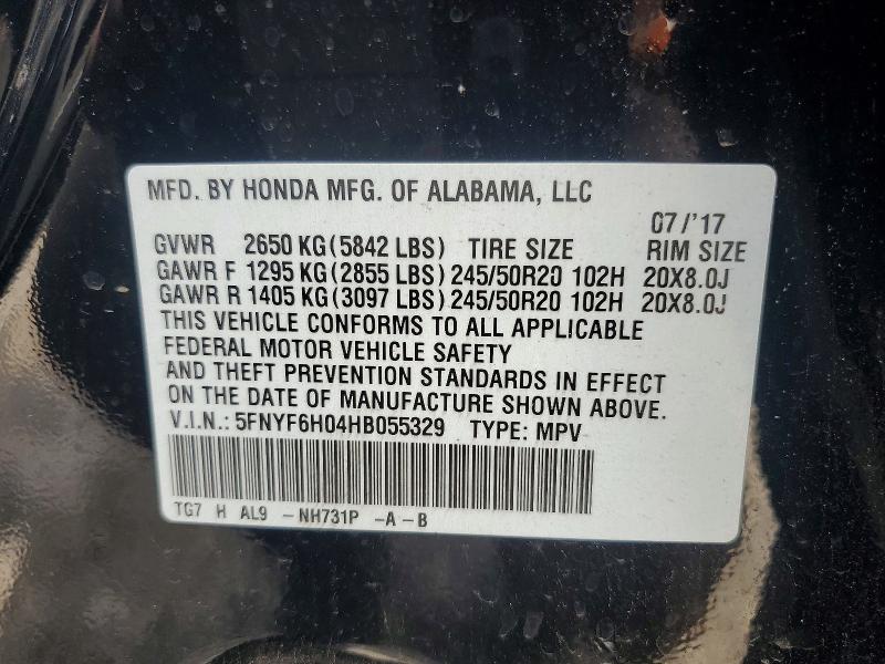Aukcja sprzedaży 2017 Honda Pilot, vin: 5FNYF6H04HB055329, numer aukcji: 60323466