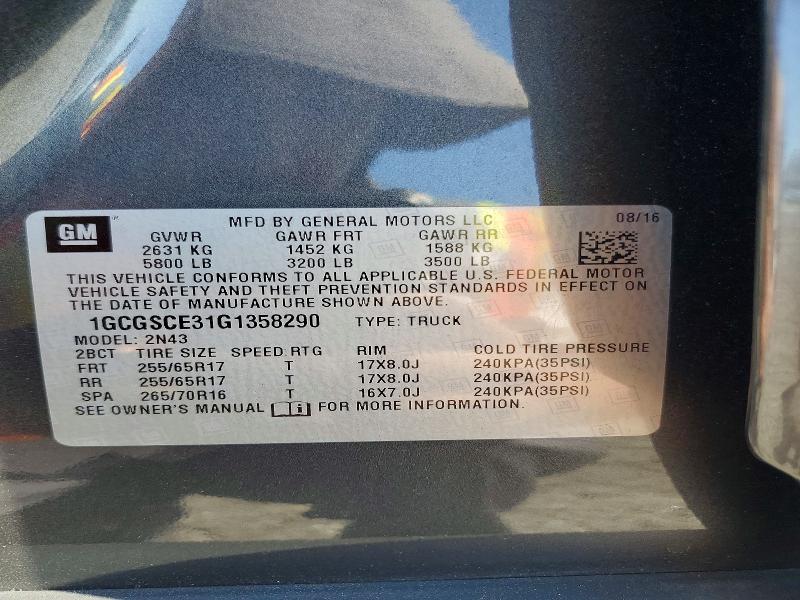 Aukcja sprzedaży 2016 Chevrolet Colorado, vin: 1GCGSCE31G1358290, numer aukcji: 61383356