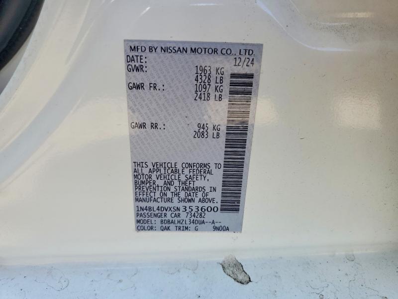 Продажа на аукционе авто 2025 Nissan Altima, vin: 1N4BL4DVXSN353600, номер лота: 61246176