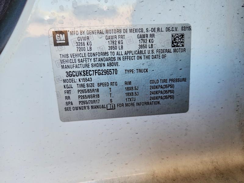 Aukcja sprzedaży 2015 Chevrolet Silverado, vin: 3GCUKSEC7FG296570, numer aukcji: 59831266