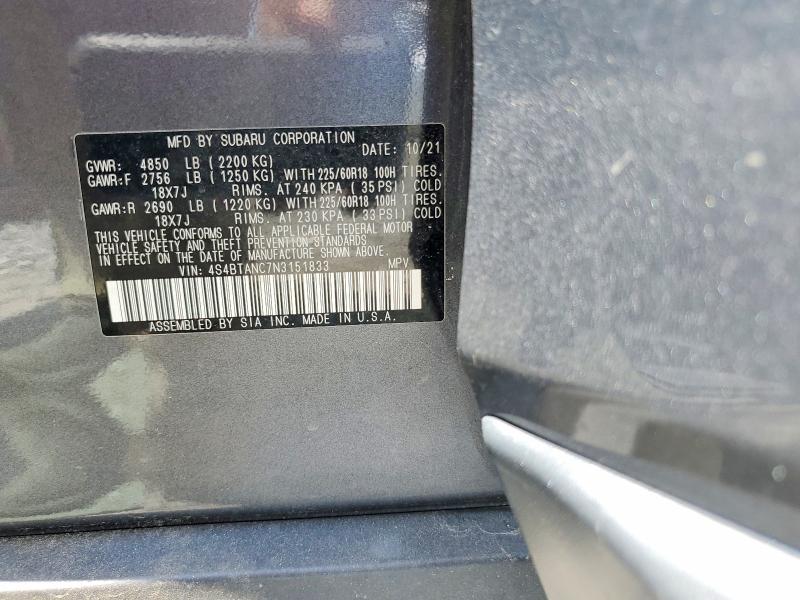 Продаж на аукціоні авто 2022 Subaru Outback, vin: 4S4BTANC7N3151833, номер лоту: 61105876