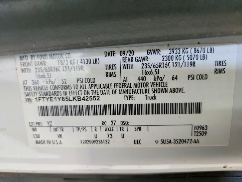 85792435 :رقم المزاد ، 1FTYE1Y85LKB42552 vin ، 2020 Ford Transit مزاد بيع