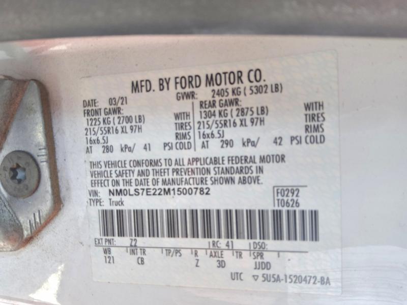 59857206 :رقم المزاد ، NM0LS7E22M1500782 vin ، 2021 Ford Transit Connect مزاد بيع