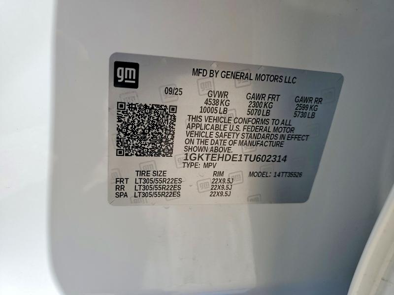 Auction sale of the 2026 Gmc Hummer Suv, vin: 1GKTEHDE1TU602314, lot number: 59158026