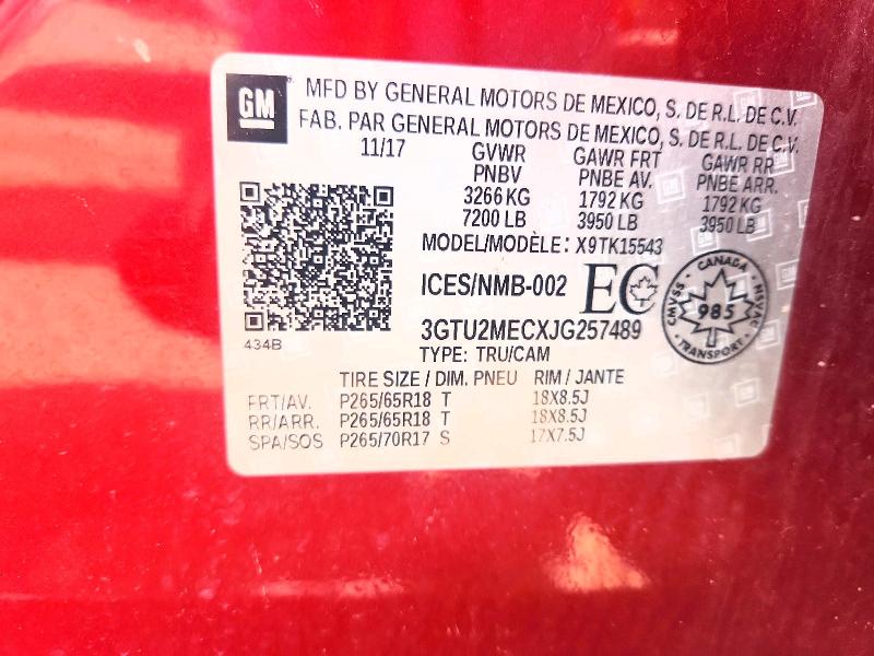 Aukcja sprzedaży 2018 Gmc Sierra, vin: 3GTU2MECXJG257489, numer aukcji: 57859366