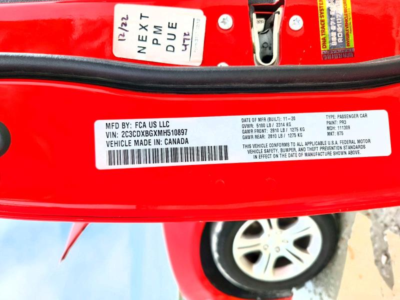 2021 Dodge Charger მანქანა იყიდება აუქციონზე, vin: 2C3CDXBGXMH510897, აუქციონის ნომერი: 62688776