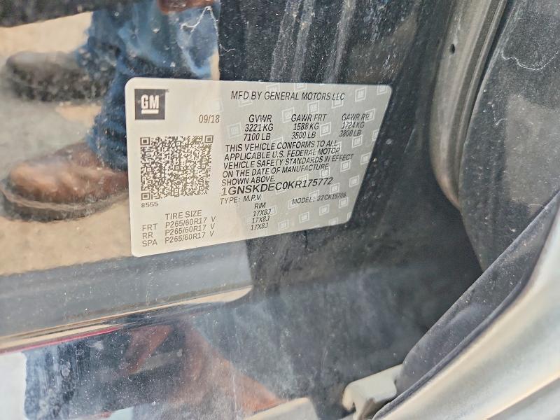 2019 Chevrolet Tahoe მანქანა იყიდება აუქციონზე, vin: 1GNSKDEC0KR175772, აუქციონის ნომერი: 61670436