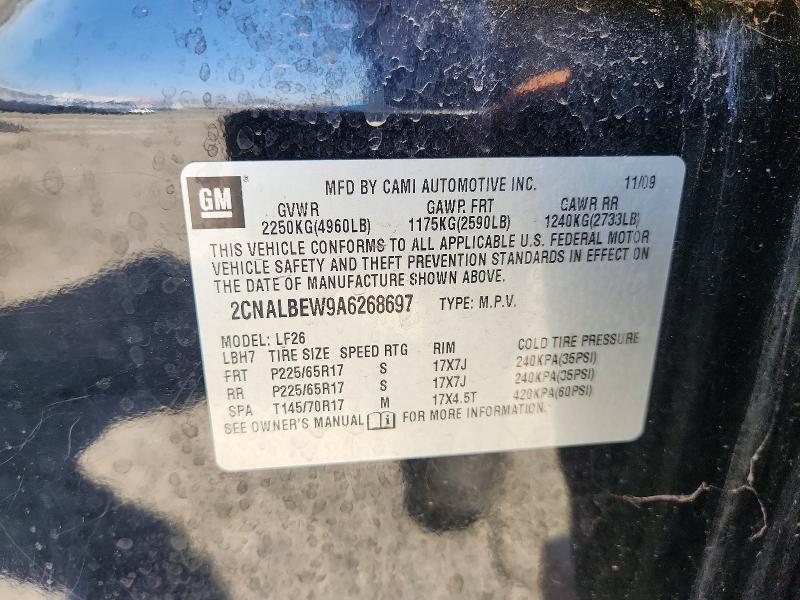 2010 Chevrolet Equinox მანქანა იყიდება აუქციონზე, vin: 2CNALBEW9A6268697, აუქციონის ნომერი: 61941676