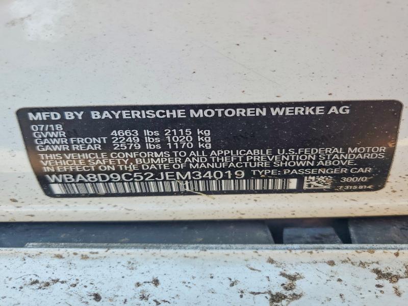 2018 Bmw 330 მანქანა იყიდება აუქციონზე, vin: WBA8D9C52JEM34019, აუქციონის ნომერი: 60307136