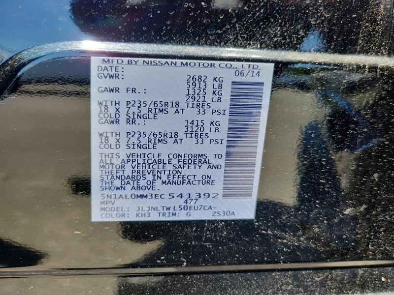 Aukcja sprzedaży 2014 Infiniti Qx60, vin: 5N1AL0MM3EC541392, numer aukcji: 61899016
