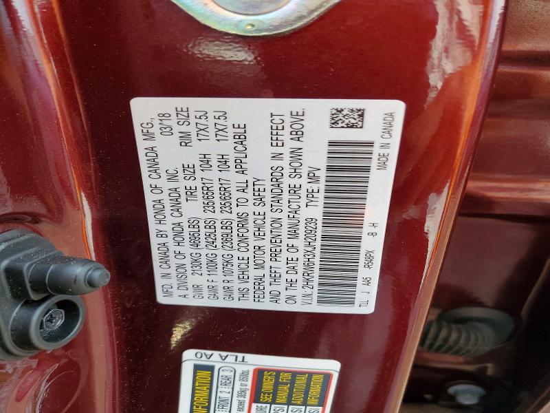 59851896 :رقم المزاد ، 2HKRW6H3XJH209239 vin ، 2018 Honda Cr-v مزاد بيع