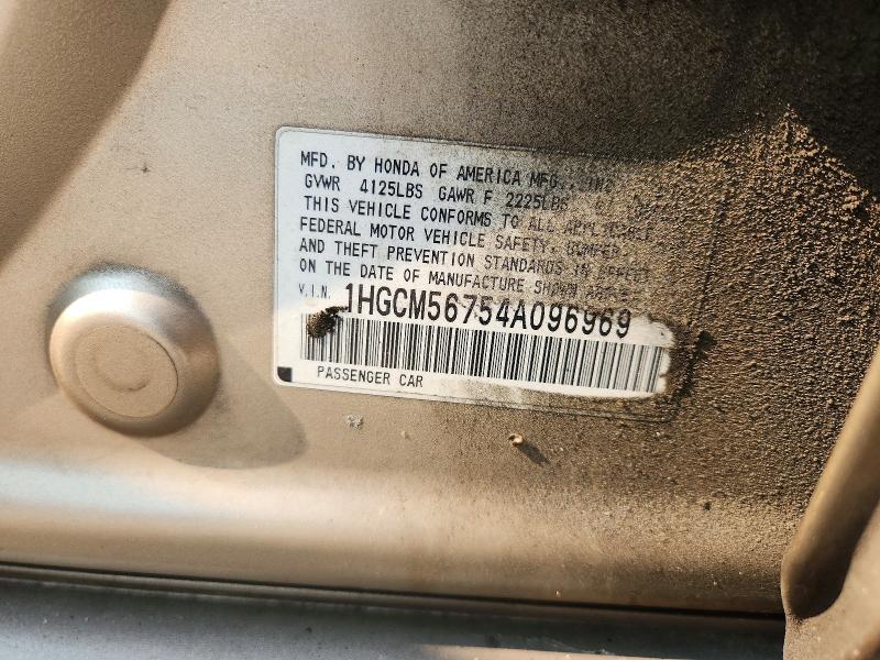 Aukcja sprzedaży 2004 Honda Accord, vin: 1HGCM56754A096969, numer aukcji: 62408586