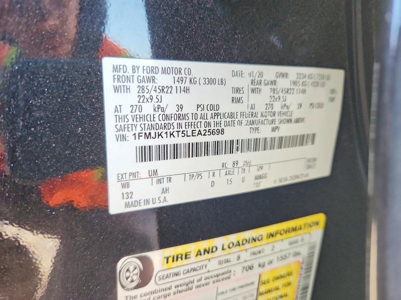 59716586 :رقم المزاد ، 1FMJK1KT5LEA25698 vin ، 2020 Ford Expedition مزاد بيع