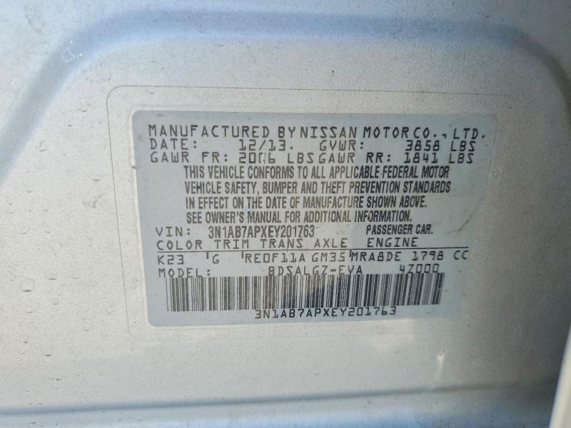Aukcja sprzedaży 2014 Nissan Sentra, vin: 3N1AB7APXEY201763, numer aukcji: 60129856