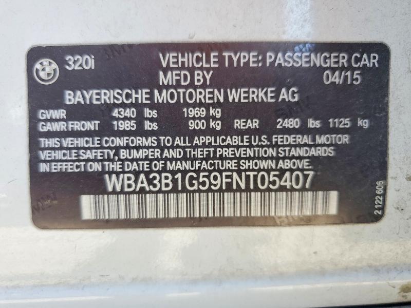 Aukcja sprzedaży 2015 Bmw 320, vin: WBA3B1G59FNT05407, numer aukcji: 61203766