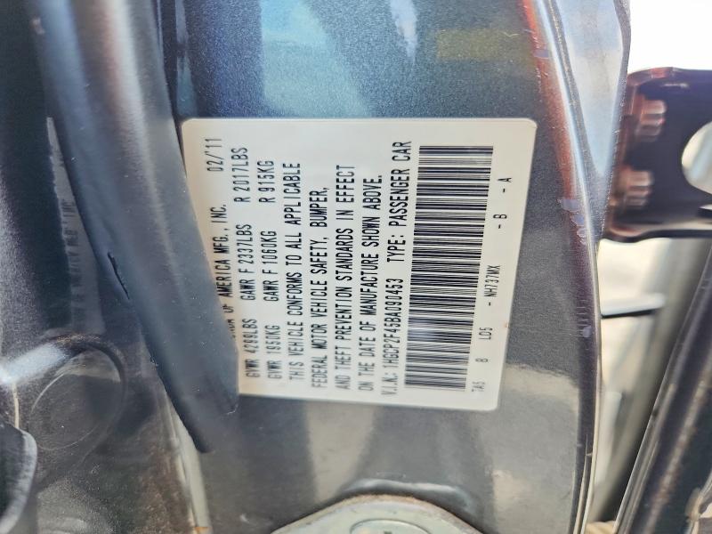 Aukcja sprzedaży 2011 Honda Accord, vin: 1HGCP2F45BA090453, numer aukcji: 59064456