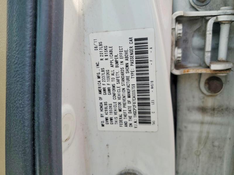 Aukcja sprzedaży 2012 Honda Accord, vin: 1HGCP2F67CA005759, numer aukcji: 62273306