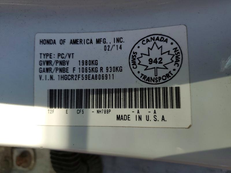 62446296 :رقم المزاد ، 1HGCR2F59EA806911 vin ، 2014 Honda Accord مزاد بيع