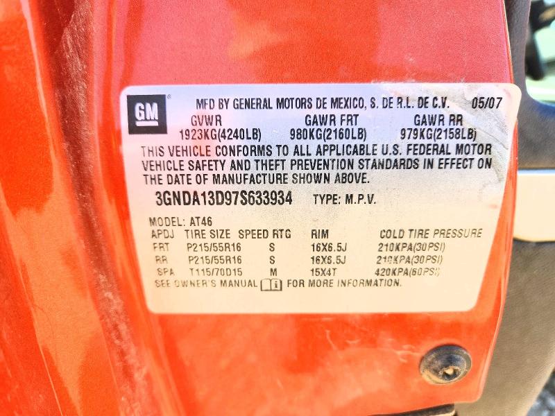 Aukcja sprzedaży 2007 Chevrolet Hhr, vin: 3GNDA13D97S633934, numer aukcji: 60421296