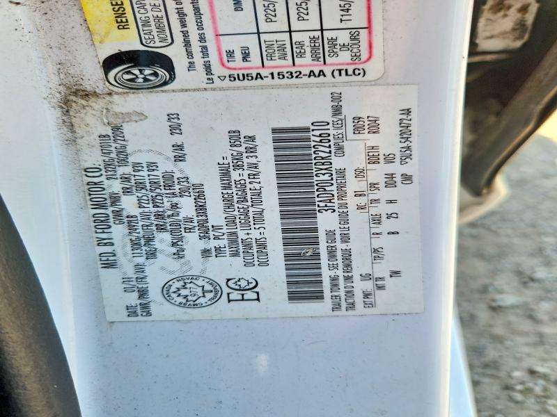 Aukcja sprzedaży 2011 Ford Fusion, vin: 3FADP0L3XBR226610, numer aukcji: 62148766
