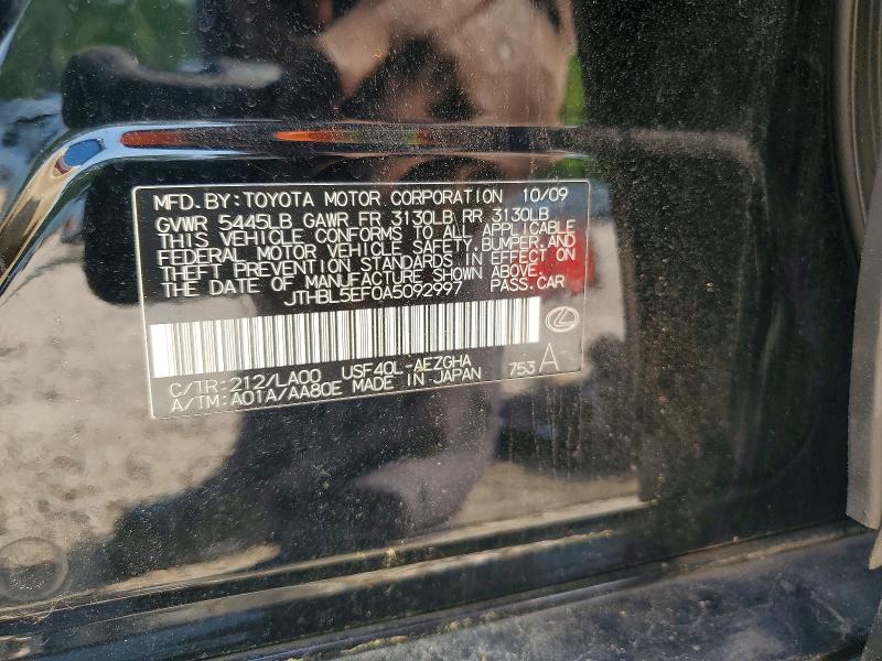 61022106 :رقم المزاد ، JTHBL5EF0A5092997 vin ، 2010 Lexus Ls مزاد بيع