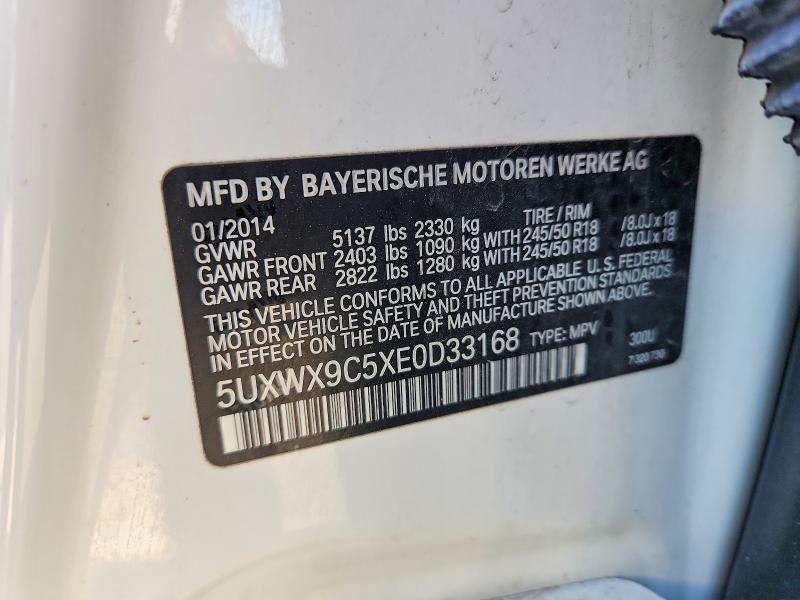 Aukcja sprzedaży 2014 Bmw X3, vin: 5UXWX9C5XE0D33168, numer aukcji: 58924436