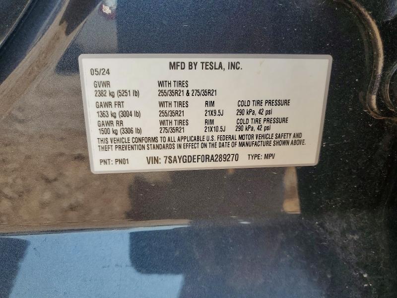 Aukcja sprzedaży 2024 Tesla Model Y, vin: 7SAYGDEF0RA289270, numer aukcji: 60385946