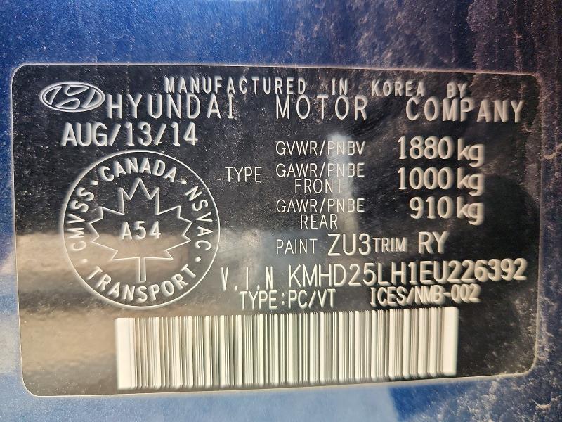 63200246 :رقم المزاد ، KMHD25LH1EU226392 vin ، 2014 Hyundai Elantra Gt مزاد بيع