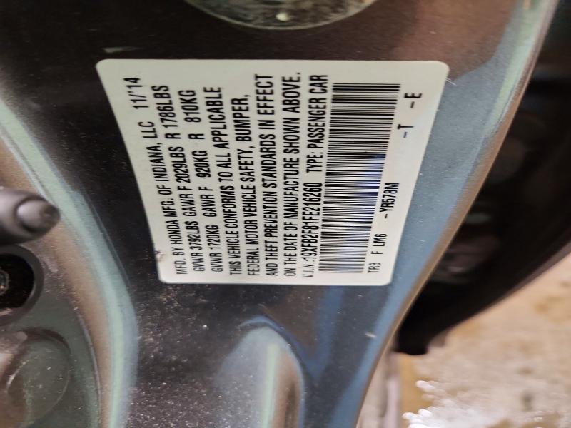 Aukcja sprzedaży 2015 Honda Civic, vin: 19XFB2F81FE216260, numer aukcji: 60830266