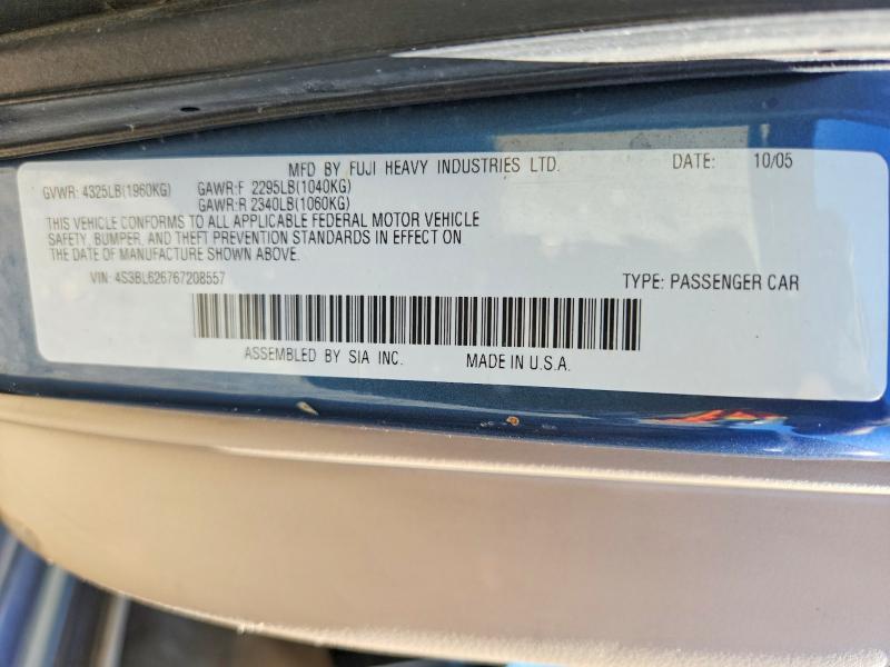 62544726 :رقم المزاد ، 4S3BL626767208557 vin ، 2006 Subaru Legacy مزاد بيع