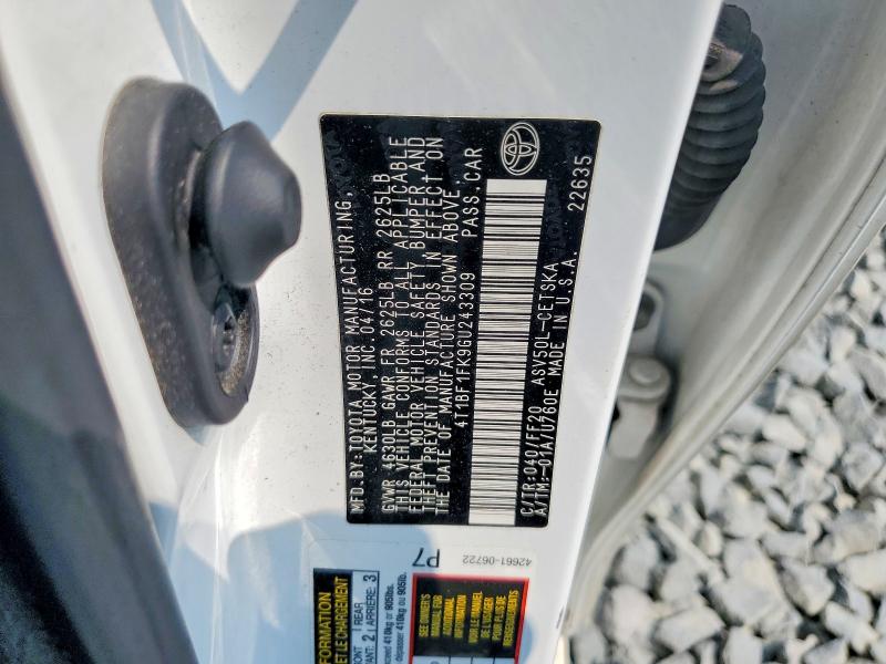 Aukcja sprzedaży 2016 Toyota Camry, vin: 4T1BF1FK9GU243309, numer aukcji: 61085906