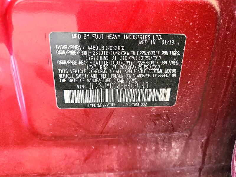 62455786 :رقم المزاد ، JF2SJAGC8EH409143 vin ، 2014 Subaru Forester مزاد بيع