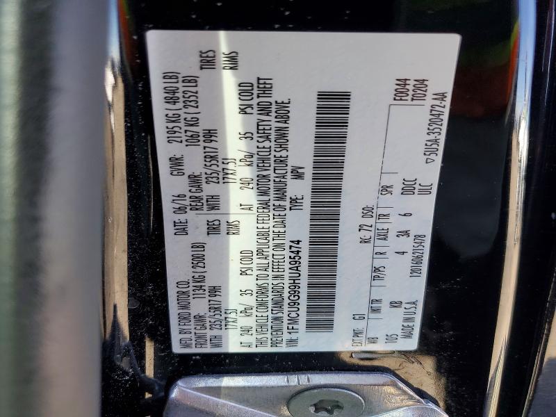 Продаж на аукціоні авто 2017 Ford Escape, vin: 1FMCU9G99HUA95474, номер лоту: 60678816
